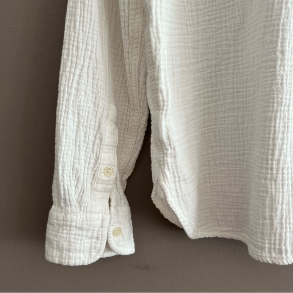 J. Crew Shirt Women's Gauze Button-Up Long Sleeve Cotton Minimalist White Sz M - Picture 7 of 12
